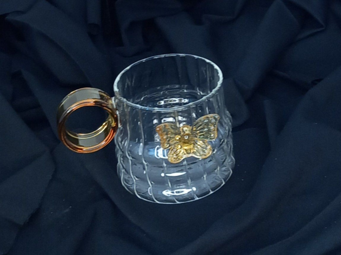 فنجان فانتزی  پروانه دسته رنگی  cup